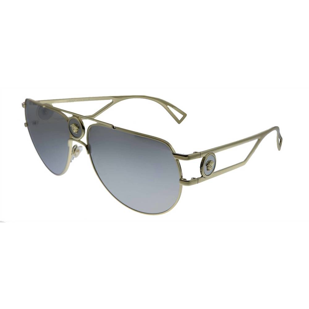 NEW VERSACE aviator metal sunglasses with silver mirror lens in pale gold - Picture 2 of 3